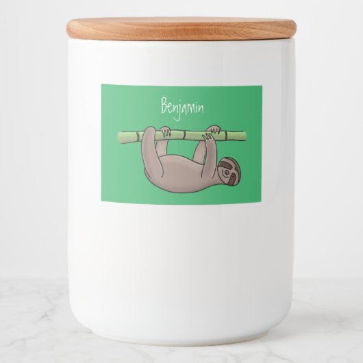 Kute glimlach op bamboe cartoon afbeelding voedselcontainer etiket (Voorkant)