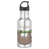 Kute glimlach op bamboe cartoon afbeelding waterfles  (Voorkant)