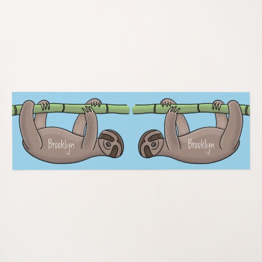 Kute glimlach op bamboe cartoon afbeelding yogamat (Achterkant (horizontaal))