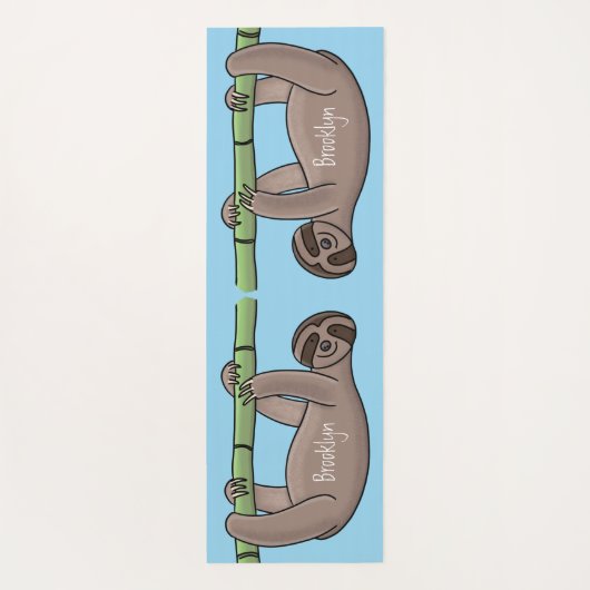 Kute glimlach op bamboe cartoon afbeelding yogamat (Achterkant)