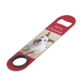 Kute glimlach rendier White Puppy Dog Kerstmis Speed Flessenopener (Voorkant Gekanteld)