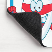 Kute glimlach superheld tand met tandenborstel muismat (Hoek)