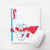 Kute glimlach superheld tand met tandenborstel muismat (Met muis)
