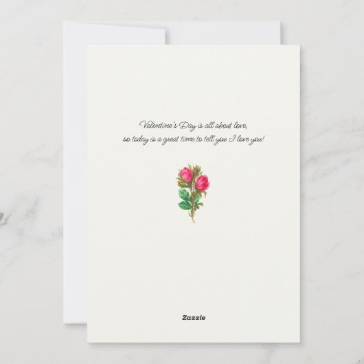 Kute glimlach  Valentijn Cupid met Rozen Feestdagenkaart (Achterkant)