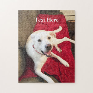 Kute glimlach White Puppy Dog Kerstmis Legpuzzel