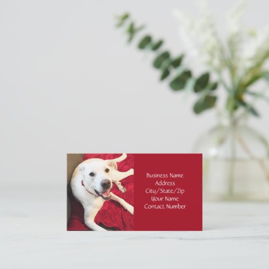 Kute glimlach White Puppy Dog Red Kerstmis Visitekaartje (Staand voorkant)