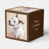 Kute glimlach White Reindeer Dog Kerstbruin Bedankdoosjes (Achterkant)