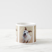 Kute glimlach White Reindeer Puppy Dog Kerstmis Espresso Kop (Voorkant)