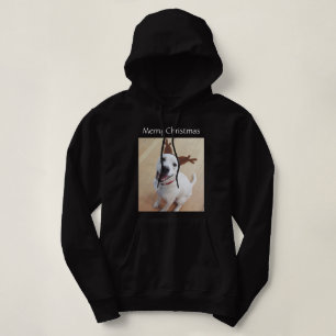 Kute glimlach White Reindeer Puppy Dog Kerstmis Hoodie