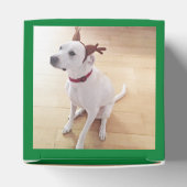 Kute glimlach witte rendierhond Dog kerstgroen Bedankdoosjes (Bovenkant)