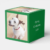 Kute glimlach witte rendierhond Dog kerstgroen Bedankdoosjes (Achterkant)