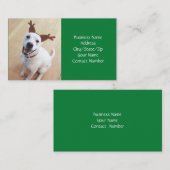 Kute glimlach witte rendierhondenhond met groene k visitekaartje (Voorkant / Achterkant)