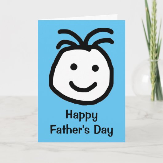 Kute glimlachend Happy Face Blue Fathers Dag Kaart (Voorkant)