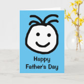 Kute glimlachend Happy Face Blue Fathers Dag Kaart (Gele Bloem)