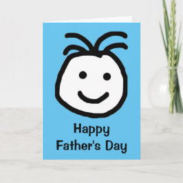 Kute glimlachend Happy Face Blue Fathers Dag Kaart