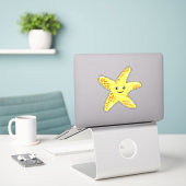Kute glimlachende Starfish Sticker (Laptop op bureau)