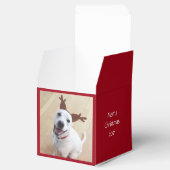 Kute glimlachende witte rendierhond kerstrood bedankdoosjes (Geopend)