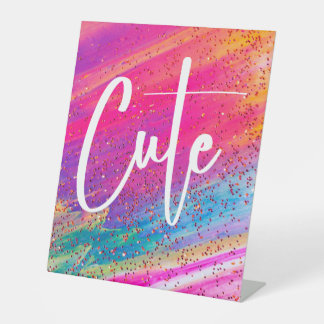 Kute Glitter Multi-color Sparkle Shine Glam Reclamebord Met Voetstuk