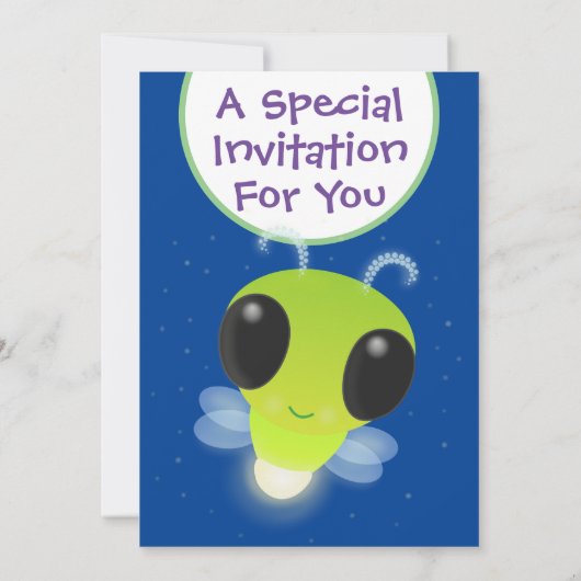Kute gloed bug firefly cartoon illustratie kaart (Achterkant)
