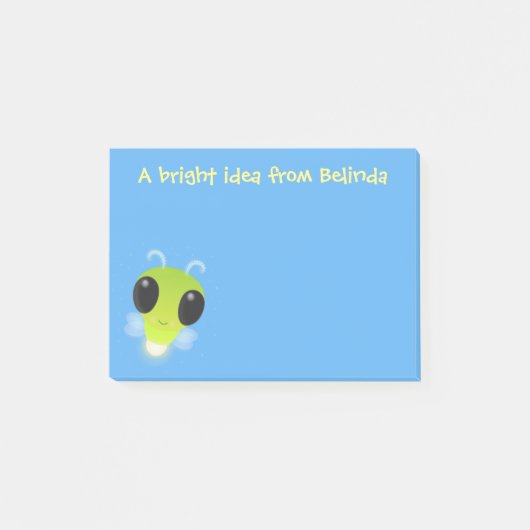 Kute gloed bug firefly cartoon illustratie post-it® notes (Voorkant)