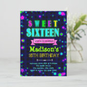 Kute gloed uitnodiging voor 16-jarig feest (Staand voorkant)