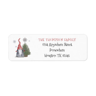 Kute Gnome kerstboom Return Name Address Etiket