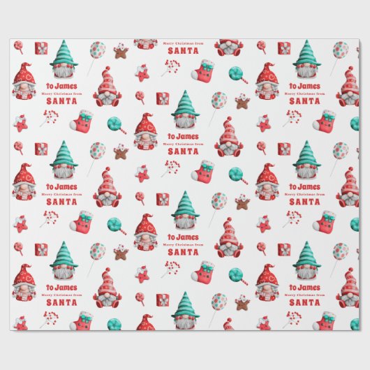 Kute Gnome Pattern-ondernaam van Santa Cadeaupapier (Vlak)