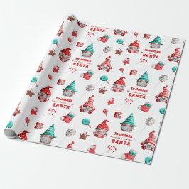 Kute Gnome Pattern-ondernaam van Santa Cadeaupapier