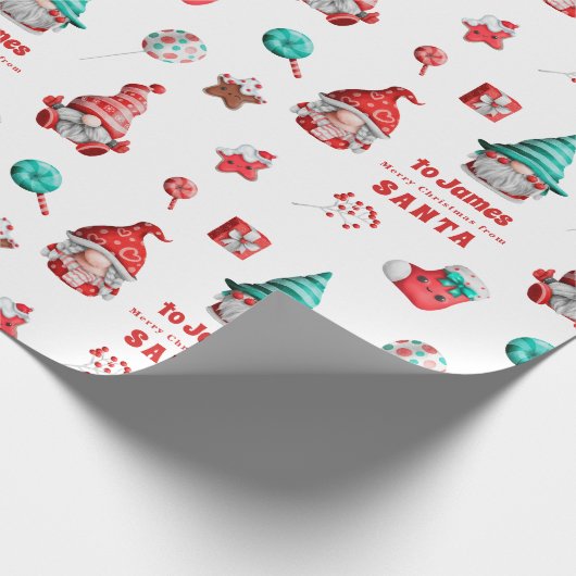 Kute Gnome Pattern-ondernaam van Santa Cadeaupapier (Hoek)