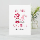Kute Gnome Personalized Romanitic Valentijn Feestdagenkaart (Staand voorkant)