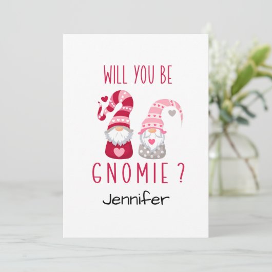 Kute Gnome Personalized Romanitic Valentijn Feestdagenkaart (Staand voorkant)