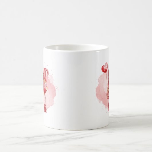 Kute Gnomen Custom Initialen Hearts Valentijnsdag Koffiemok (Center)