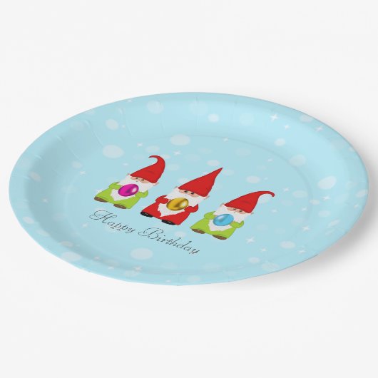 Kute gnomen en meerkleurige paaseieren, Birthday P Papieren Bordje (Gekanteld)