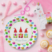 Kute gnomen en meerkleurige paaseieren papieren bordje (Feest)