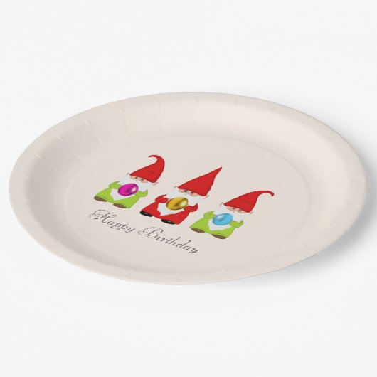 Kute gnomen en meerkleurige paaseieren van zaterda papieren bordje (Gekanteld)