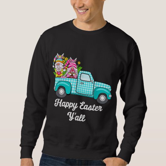 Kute gnomen met Bunny ears Egg Hunting truck East Trui (Voorkant)