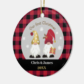 Kute Gnomen, onze eerste kerstbuffels Keramisch Ornament (Links)