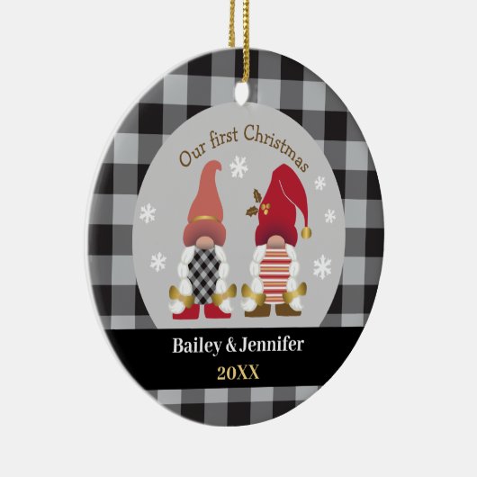 Kute Gnomen, onze eerste kerstbuffels Keramisch Ornament (Rechts)