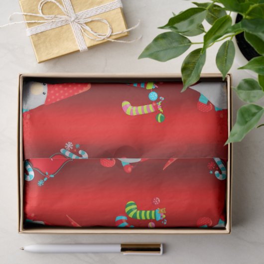 Kute Gnomen, Rode Kerstmis Tissuepapier (Geschenk)