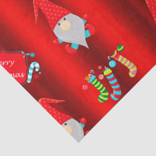 Kute Gnomen, Rode Kerstmis Tissuepapier (Detail)
