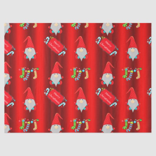 Kute Gnomen, Rode Kerstmis Tissuepapier (Voorkant)
