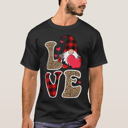 Kute Gnomen Valentijnse Love Leopard Pset Couple M T-shirt (Voorkant)
