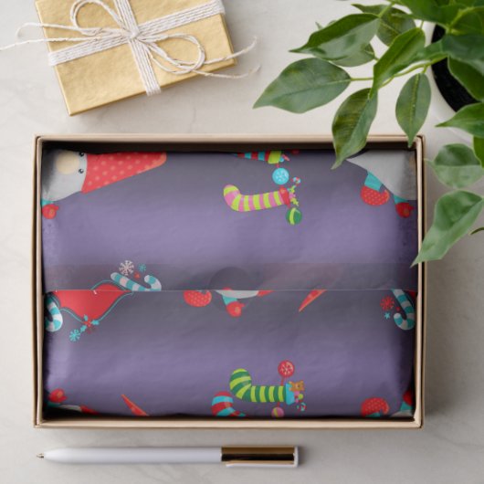 Kute Gnomes, blauw kerstfeest Tissuepapier (Geschenk)