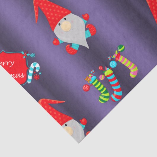 Kute Gnomes, blauw kerstfeest Tissuepapier (Detail)