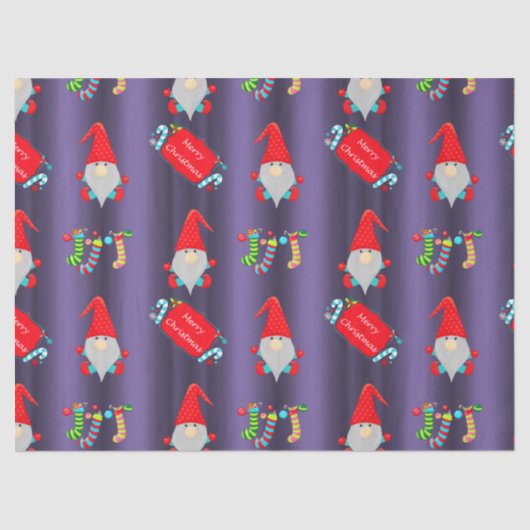 Kute Gnomes, blauw kerstfeest Tissuepapier (Voorkant)