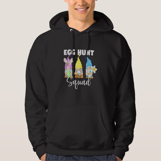 Kute Gnomes Easter Egg Hunt Squad Paasdag Bunny Hoodie (Voorkant)