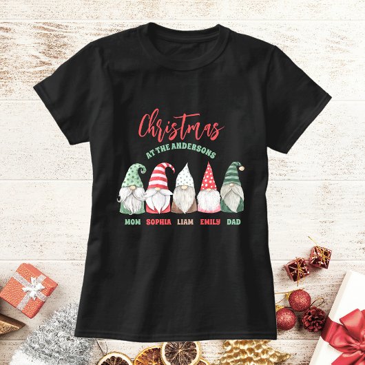 Kute gnomes familie Kerstmis op naam T-shirt