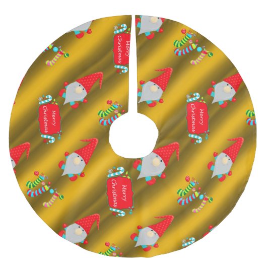 Kute Gnomes, Gold Kerstmis Kerstboom Rok (Voorkant)