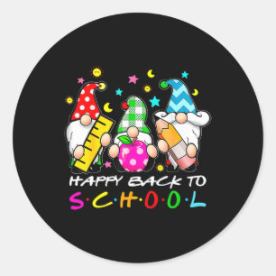 Kute Gnomes Happy Back to School Teachers Student Ronde Sticker