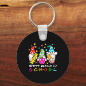 Kute Gnomes Happy Back to School Teachers Student Sleutelhanger (Achterkant)